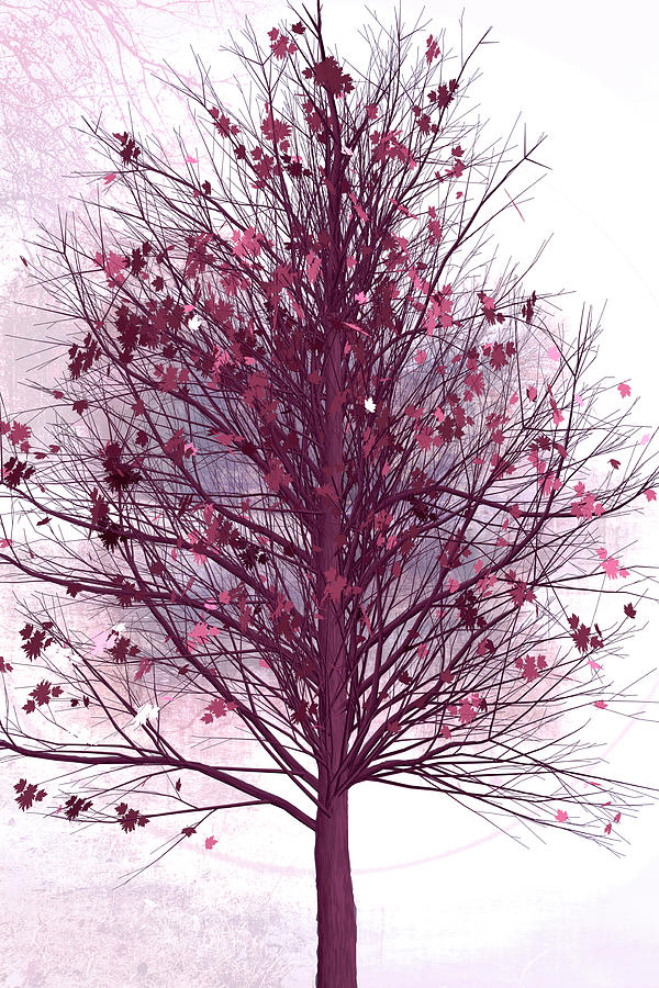 Autumn Tree at First Frost Digital Art by Debra and Dave Vanderlaan