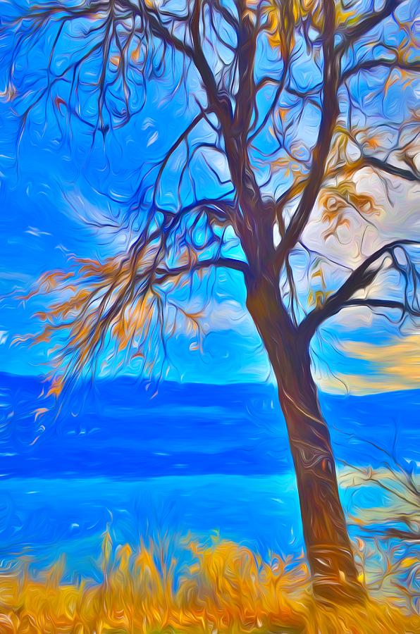 Tree Digital Art - Autumn Tree At The Lake by Tara Turner Tree Digital Art - Autumn Tree At The Lake by Tara Turner