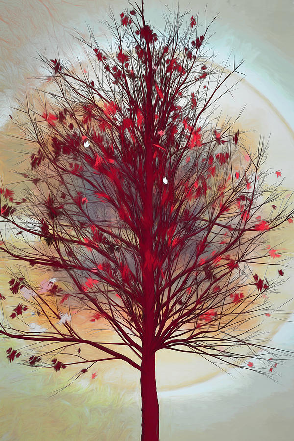 Autumn Tree in Beachy Colors Digital Art by Debra and Dave Vanderlaan