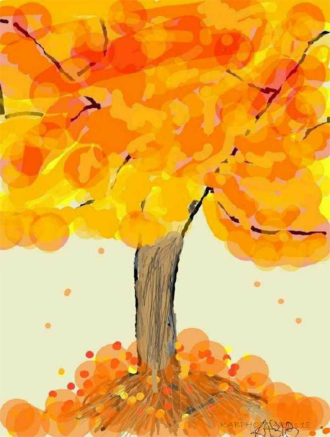 Autumn Tree Drawing by Kathy Barney