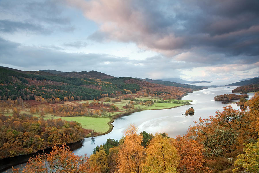 Autumn Trees And Loch Faskally Photograph by David Henderson