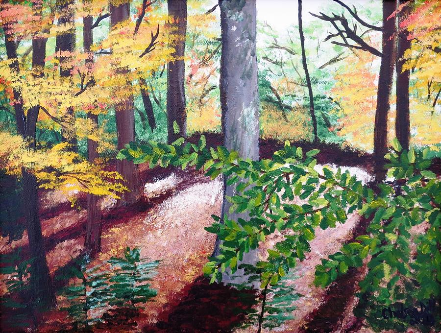 Autumn Trees Painting by C E Dill