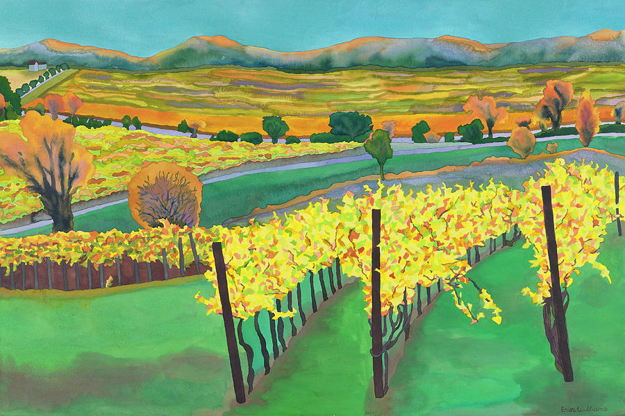 Fall Painting - Autumn Vineyard by Carissa Luminess