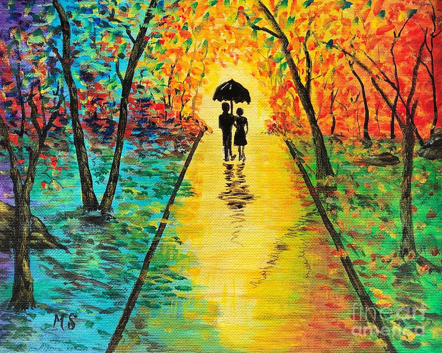 Autumn Walk Painting by Monika Shepherdson