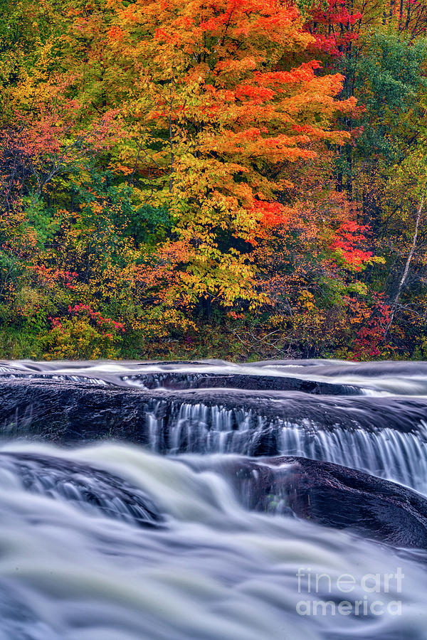 Autumn waterfall in Quebec, Canada Photograph by Laurent Lucuix