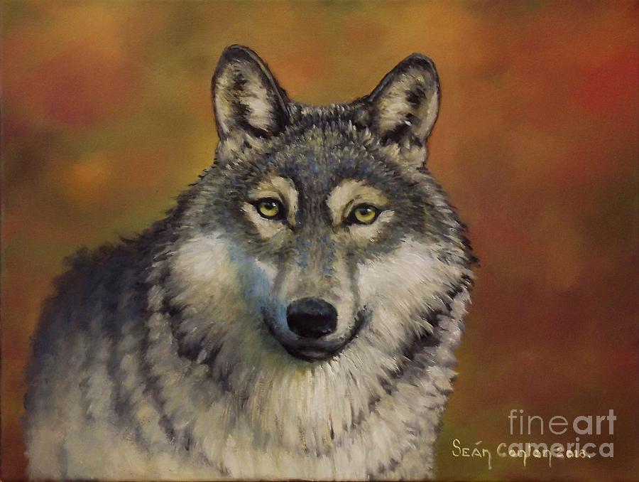 Autumn Wolf Painting by Sean Conlon