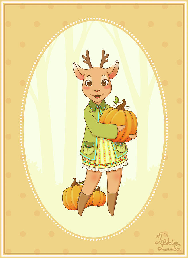 Animal Digital Art - Autumn Woodland Deer by Dalliann