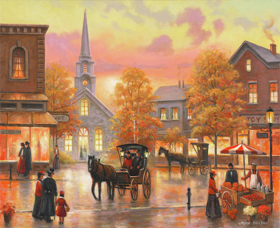 Sunset Painting - Autumnal Breeze In Pleasantville by John Zaccheo