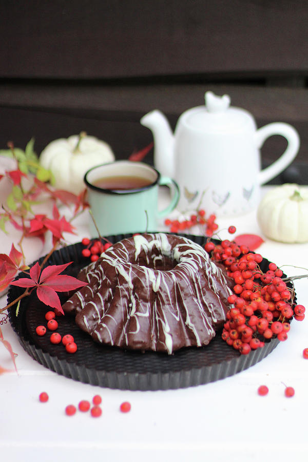 Autumnal Chocolate Ring Cake Photograph by Sylvia E.k Photography