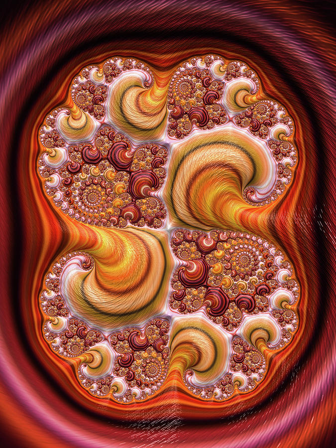 Abstract Digital Art - Autumnal colored Fractal with warm tones by Matthias Hauser