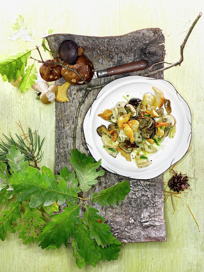 Autumnal Mushroom Salad With Orange Vinaigrette Photograph by Jalag / Jan C. Brettschneider