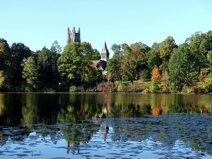 Fall Photograph - Autumnal Reflection of Wellesley College by Lyuba Filatova