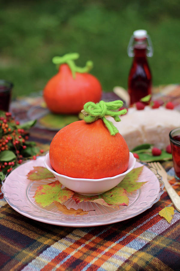 Autumnal Table Decorations With Pumpkins Photograph by Sylvia E.k Photography