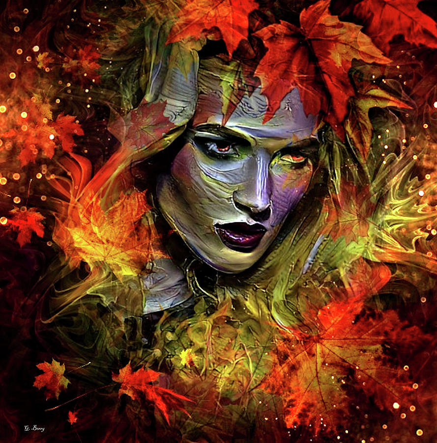 Surrealism Mixed Media - Autumns Fury by Gayle Berry