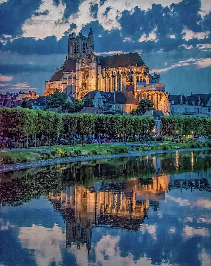 Auxerre Blue Hour Reflections Photograph by Marcy Wielfaert
