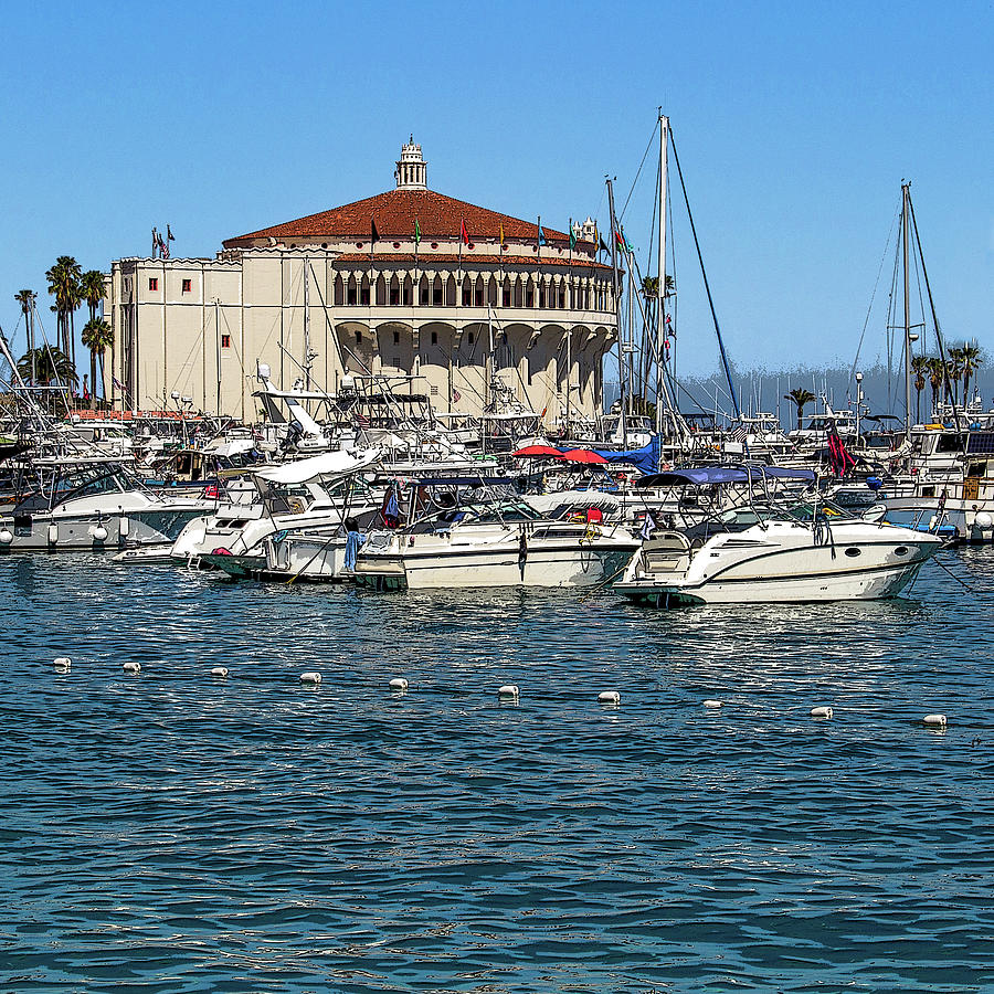 Avalon Casino Ballroom and Sailboats Photograph by Roslyn Wilkins