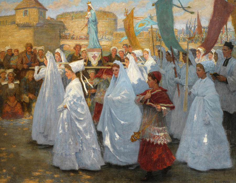 Ave Maria Painting - Ave Maria, Procession Religieuse In Bretagne by Aloysius OKelly Ave Maria Painting - Ave Maria, Procession Religieuse In Bretagne by Aloysius OKelly
