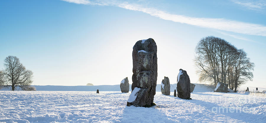 Avebury Stone Circle in the Winter Snow Panoramic Photograph by Tim Gainey