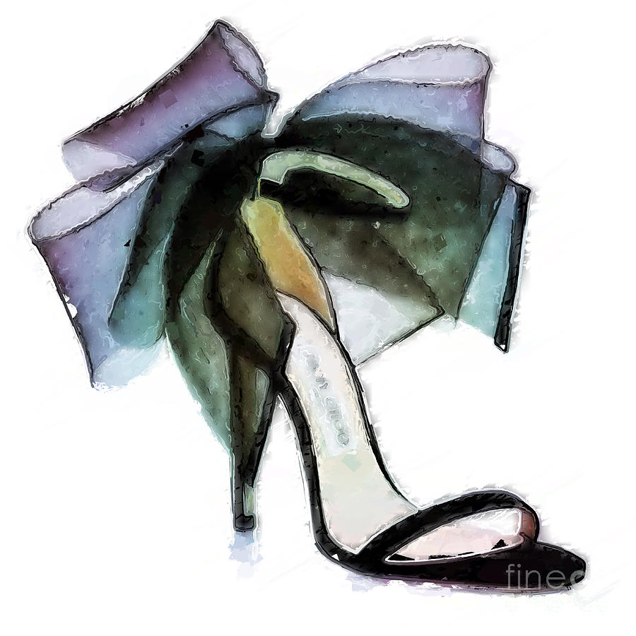 Shoe Digital Art - Aveline Bow Sandals by Modern Art