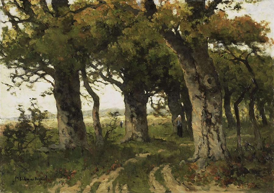 Avenue of Oaks in Late Summer. Painting by Maria Bilders-van Bosse -1837-1900-