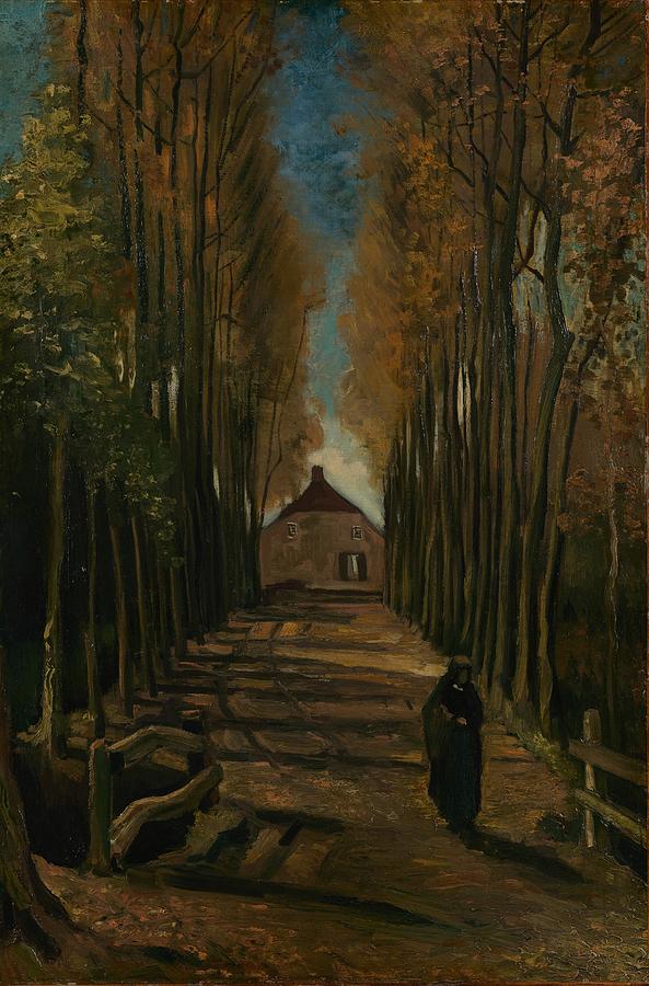 Avenue of Poplars in Autumn. Painting by Vincent van Gogh -1853-1890-