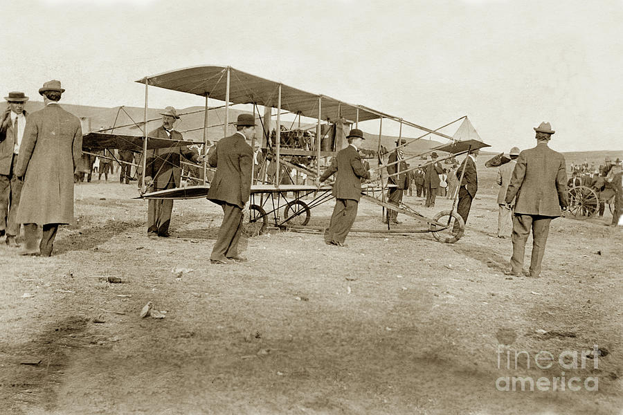 Early Photograph - Aviation - early Bi-plane Curtis Rheims flyer / pusher at Monterey air show March 1910 CV # 79-111-0 by Monterey County Historical Society