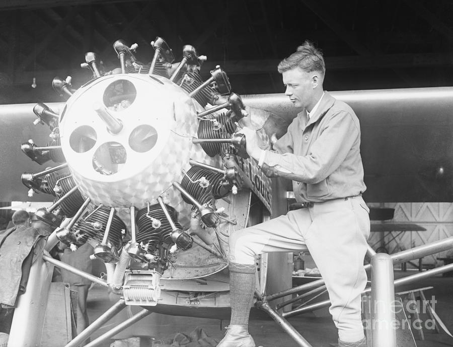Aviator Charles Lindbergh Working Photograph by Bettmann