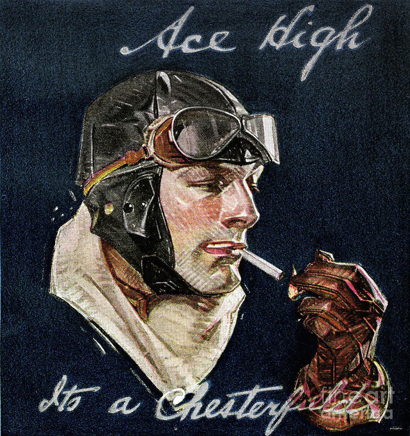 Aviator Smoking Chesterfield Cigarette Photograph by Bettmann