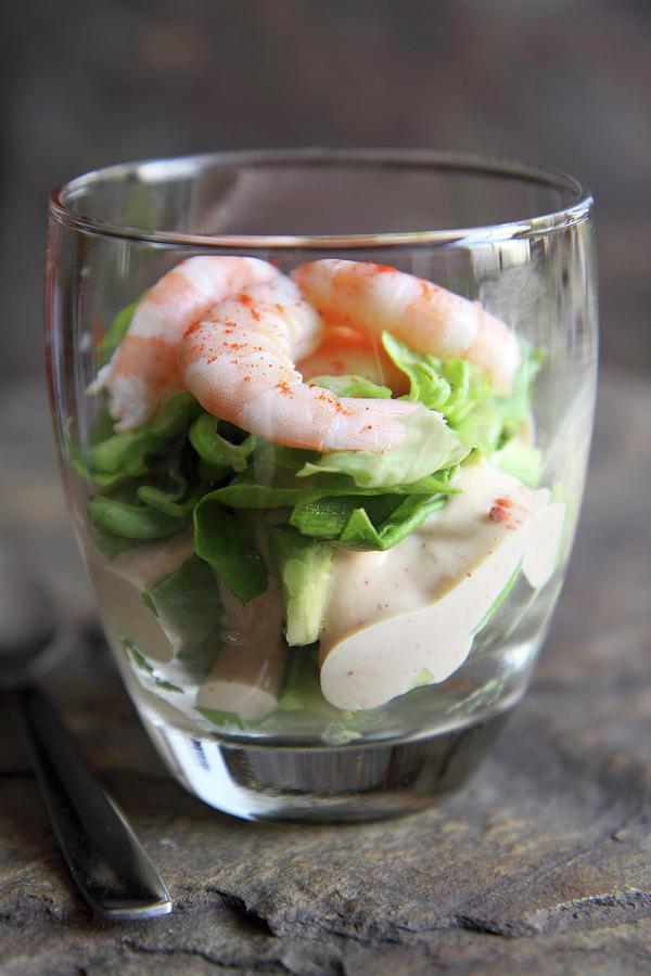 Avocado And Shrimp Salad In A Glass Photograph by Lee Parish
