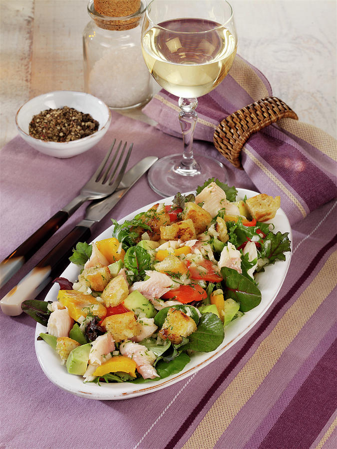 Avocado And Smoked Trout Salad With Peppers Photograph by Photoart / Stockfood Studios