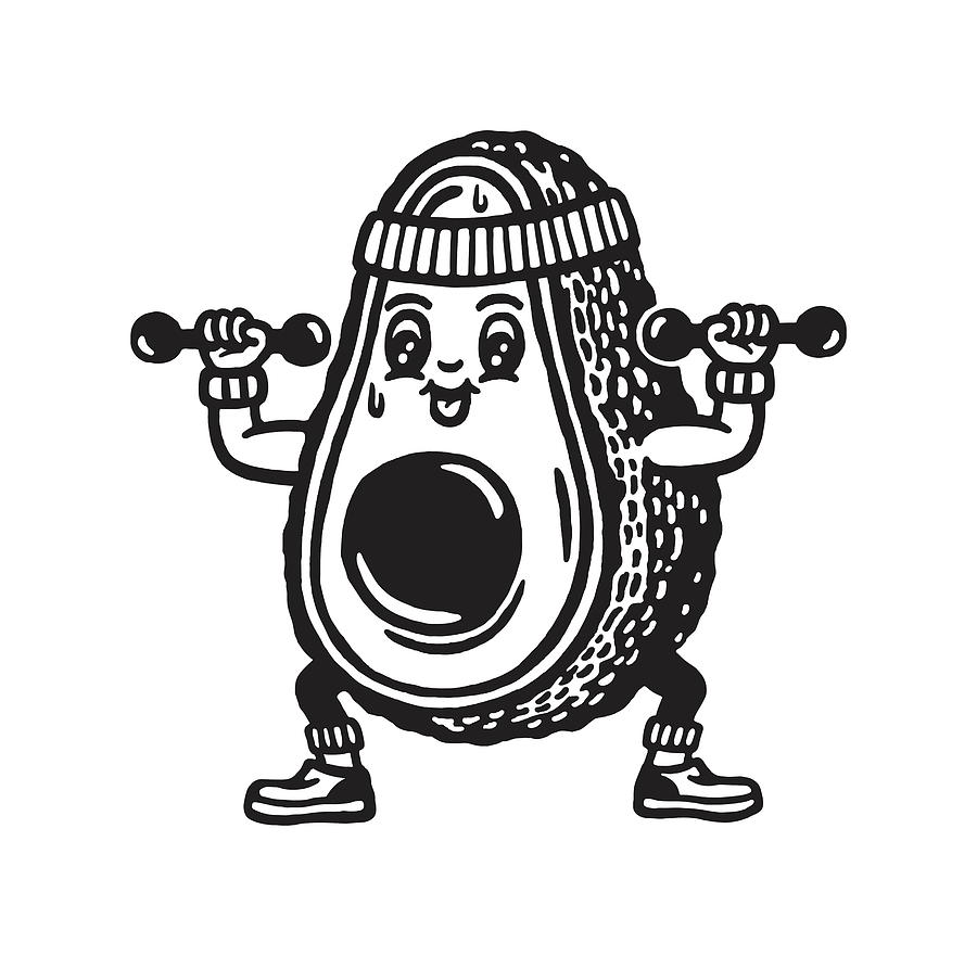 Avocado Character Working Out Drawing by CSA Images Pixels