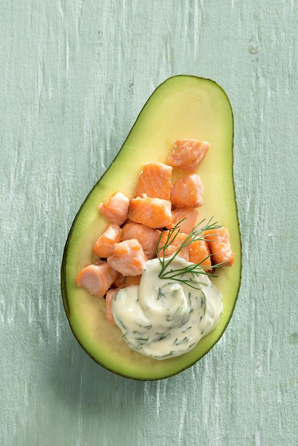 Avocado Filled With Salmon And Dill Cream Photograph by Franco Pizzochero