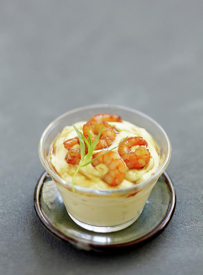 Avocado Mousse With Shrimps And Soya Sauce Photograph by Viel