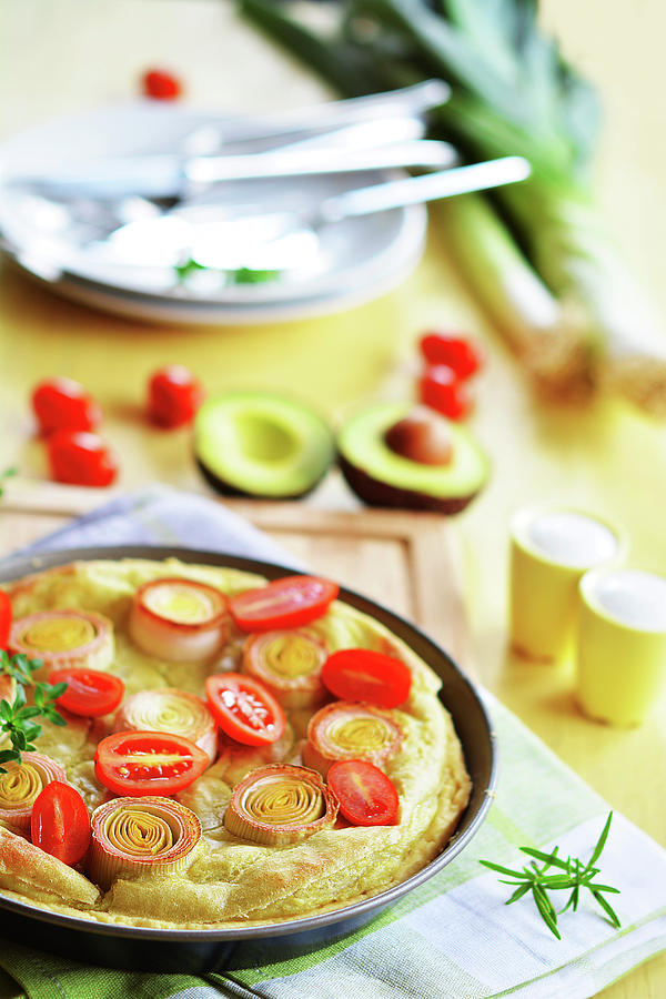 Avocado Tarte With Leek And Fresh Tomatoes Photograph by Mariola Streim
