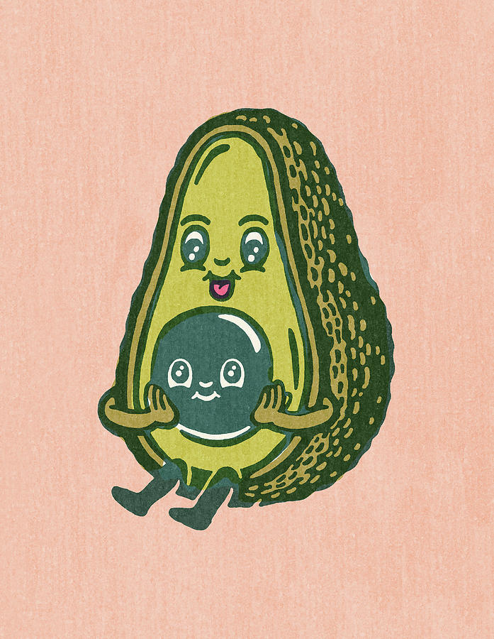 Vintage Drawing - Avocado with Baby Pit by CSA Images
