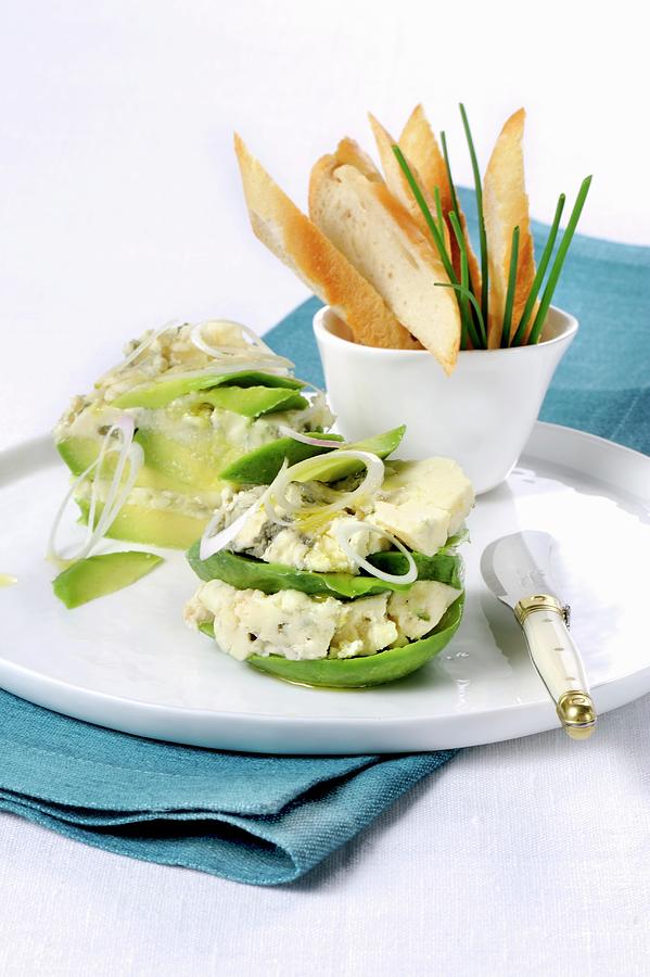 Avocado With Roquefort And Onions Photograph by Franco Pizzochero