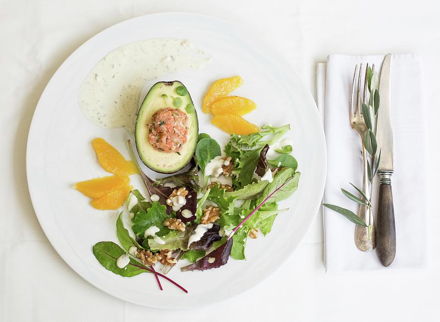 Avocado With Salmon Tartare Photograph by Sabine Steffens