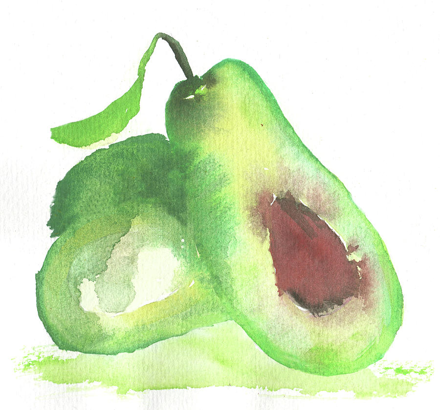 Fruit Mixed Media - Avocado by Wolf Heart Illustrations