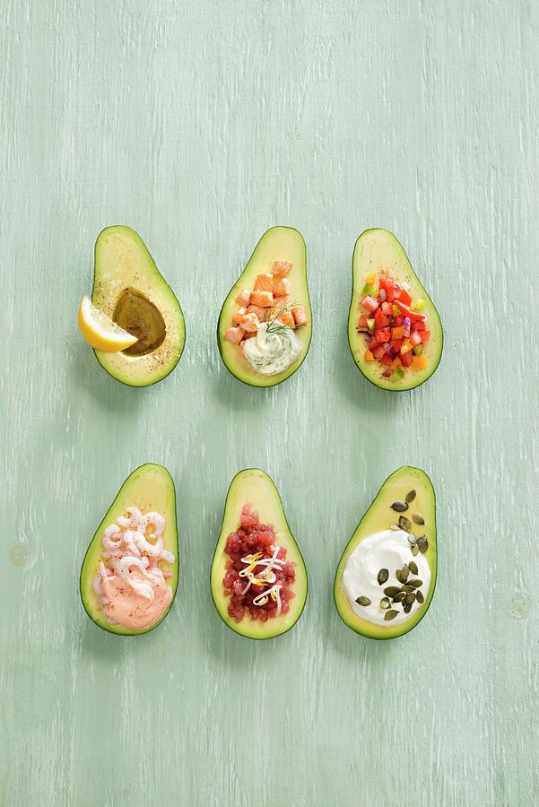 Avocados With Various Fillings Photograph by Franco Pizzochero