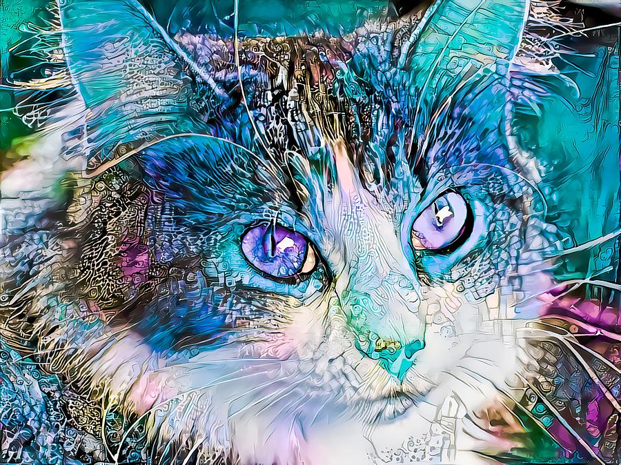 Awesome Blue Kitty Face Digital Art by Don Northup