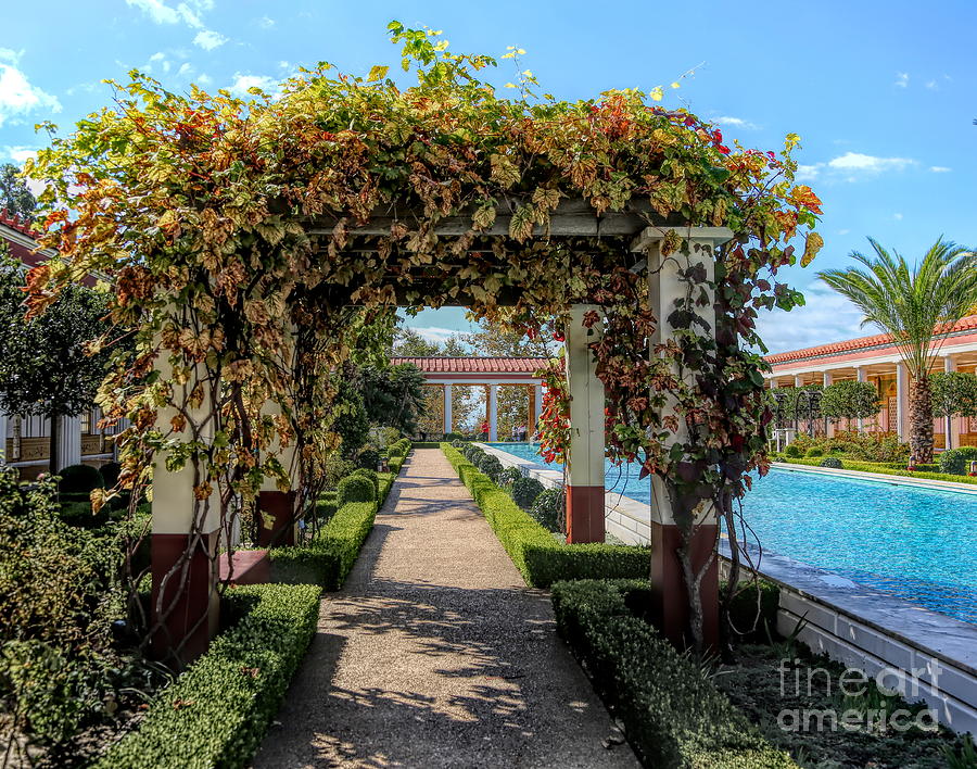 Awesome Getty Villa Landscape Walkway Pool California  Photograph by Chuck Kuhn