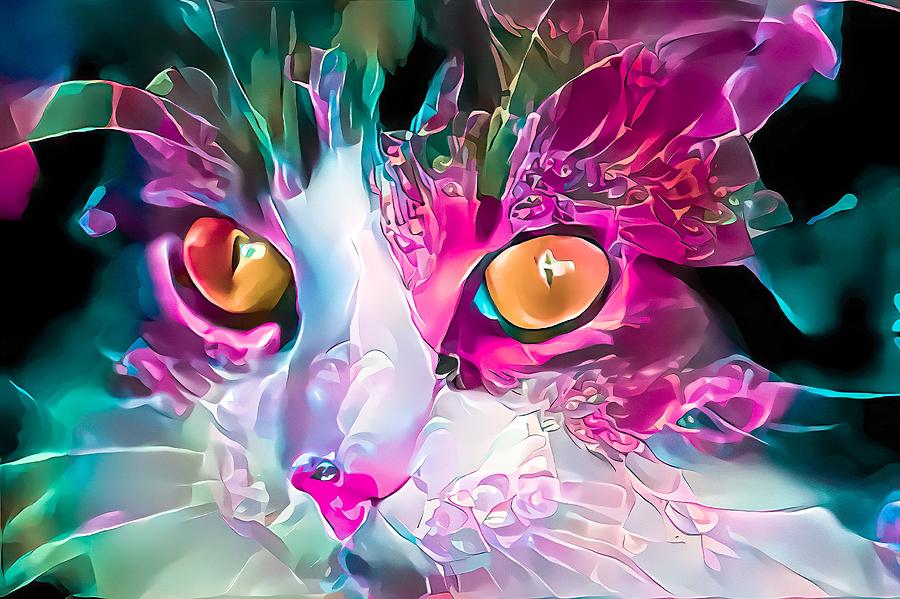 Awesome Glass Kitty Pink Digital Art by Don Northup