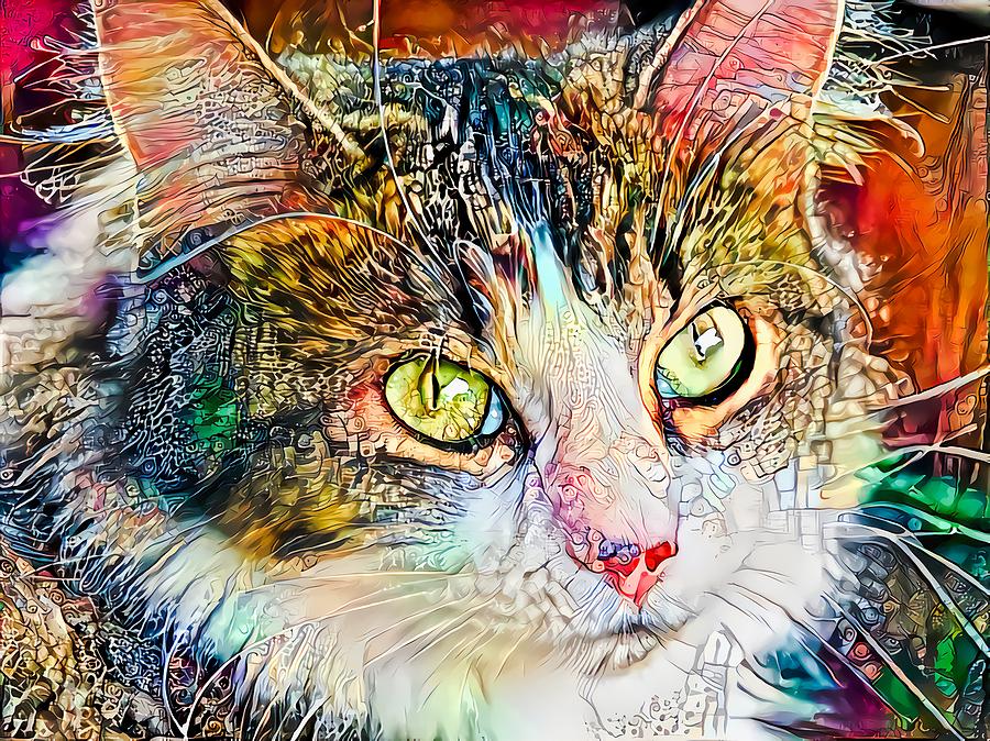 Awesome Golden Kitty Face Digital Art by Don Northup
