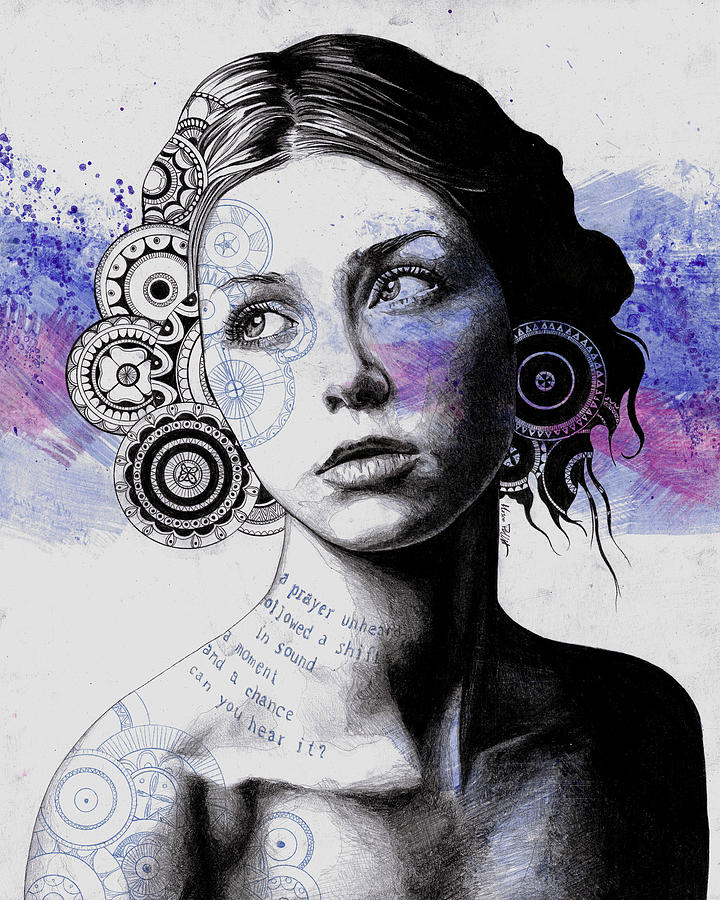 Girl with Big Eyes Ink Dot Art - DianaArtsAndCrafts - Drawings &  Illustration, People & Figures, Portraits, Female - ArtPal