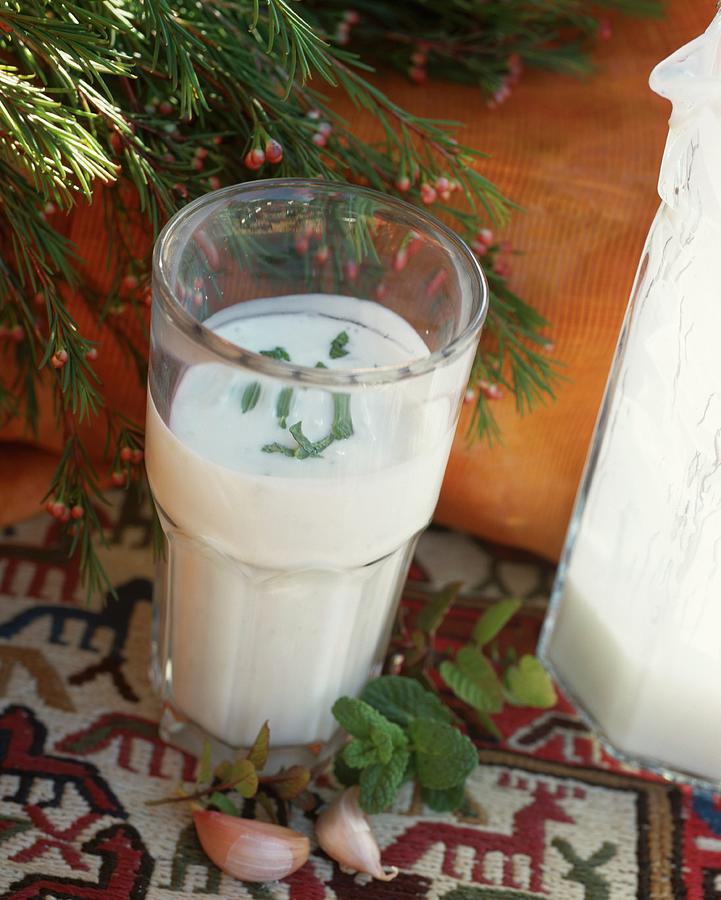 Ayran moroccan Yoghurt Drink With Mint Photograph by Lawton