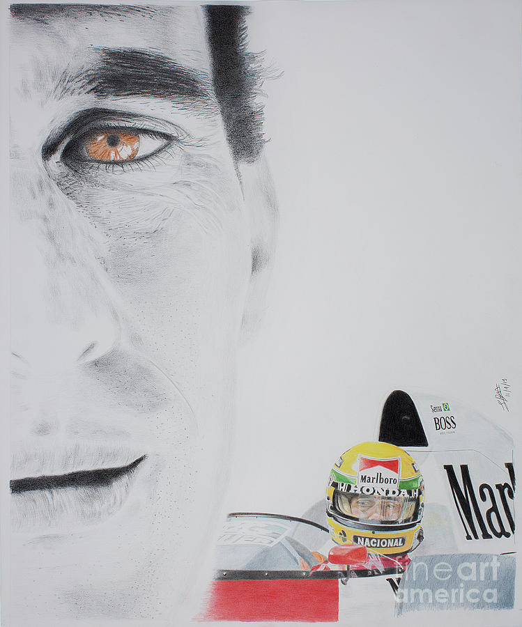 Ayrton Senna portrait 2 Drawing by Lorenzo Benetton