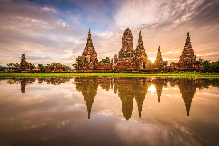 City Photograph - Ayutthaya, Thailand At Wat by Sean Pavone
