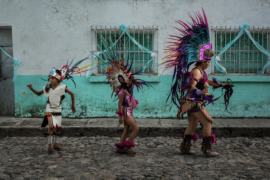 Aztec Dancers in the Street in Mexico Photograph by Dane Strom - Fine ...