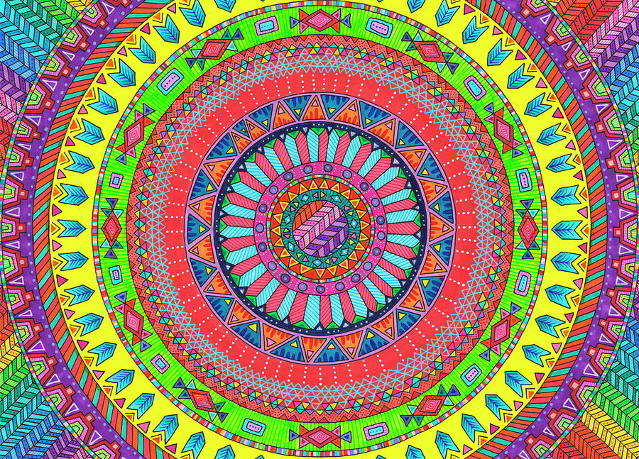 Colorful Digital Art - Aztec Rainbow by Hello Angel