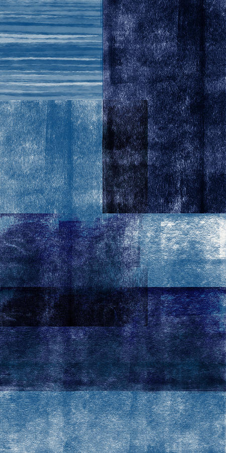 Abstract Mixed Media - Azul Blocks 1- Art by Linda Woods by Linda Woods
